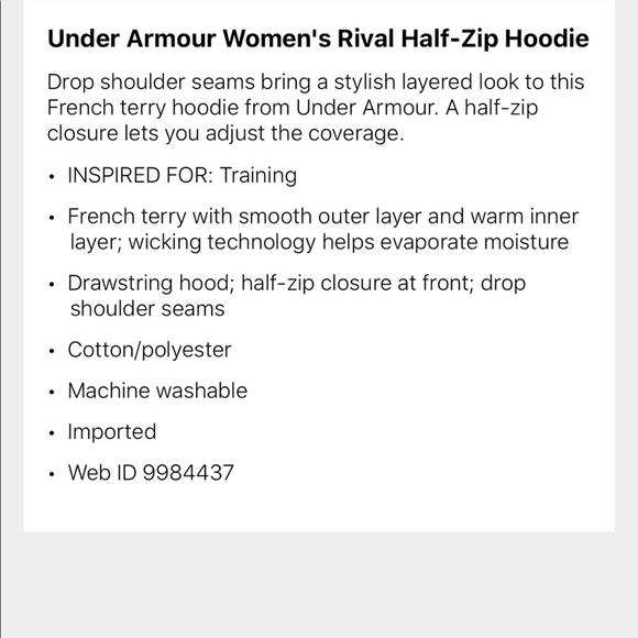 Under Armour Sweatshirt NWT Dusty Pink Cropped Hooded 1/4 Zip Logo Women's Large - Picture 5 of 5